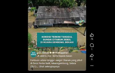 Tanggul Sungai Citarum di Muaragembong Jebol, Ratusan KK Terdampak