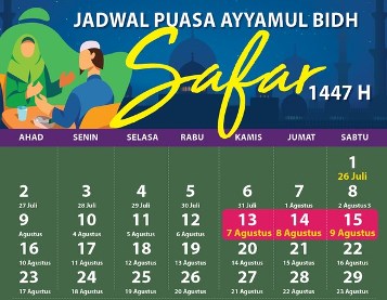 Kamis – Sabtu ini Jadwal Shiyam Ayyamul Bidh Shafar 1447 H