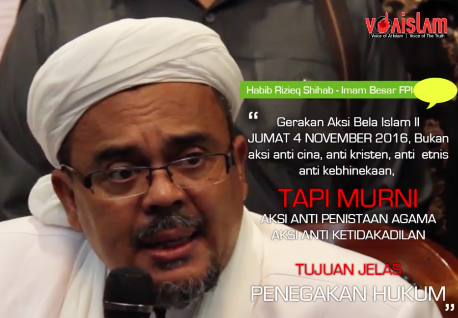 Video Habib Rizieq: Aksi 411 Bukan Aksi Anti Cina, Anti Kristen, Atau Anti Kebhinekaan. Tapi...