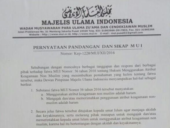 4 Poin Penjelasan MUI Soal Fatwa Haram Pakai Atribut Natal dan Nonmuslim