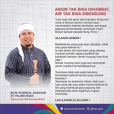 Kalimat Indah MUI Sumbar terkait Reuni 212