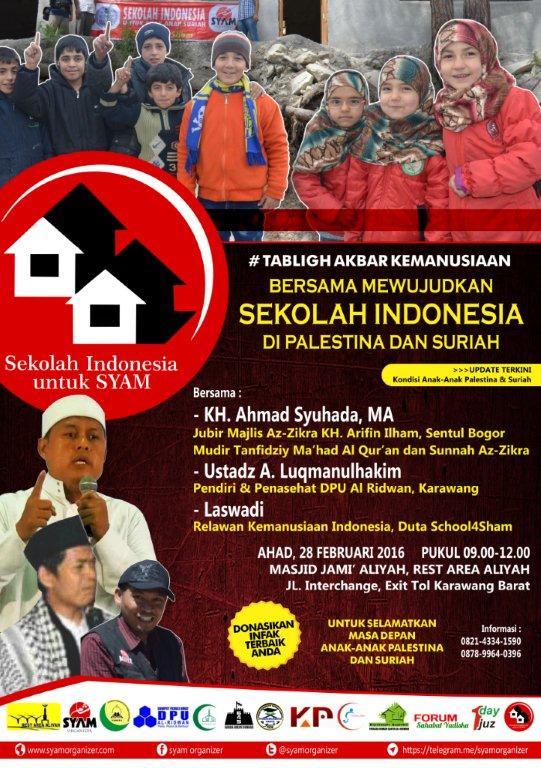 Ikutilah! Tablig 'Bersama Mewujudkan Sekolah Indonesia di Palestina dan Suriah' di Karawang 