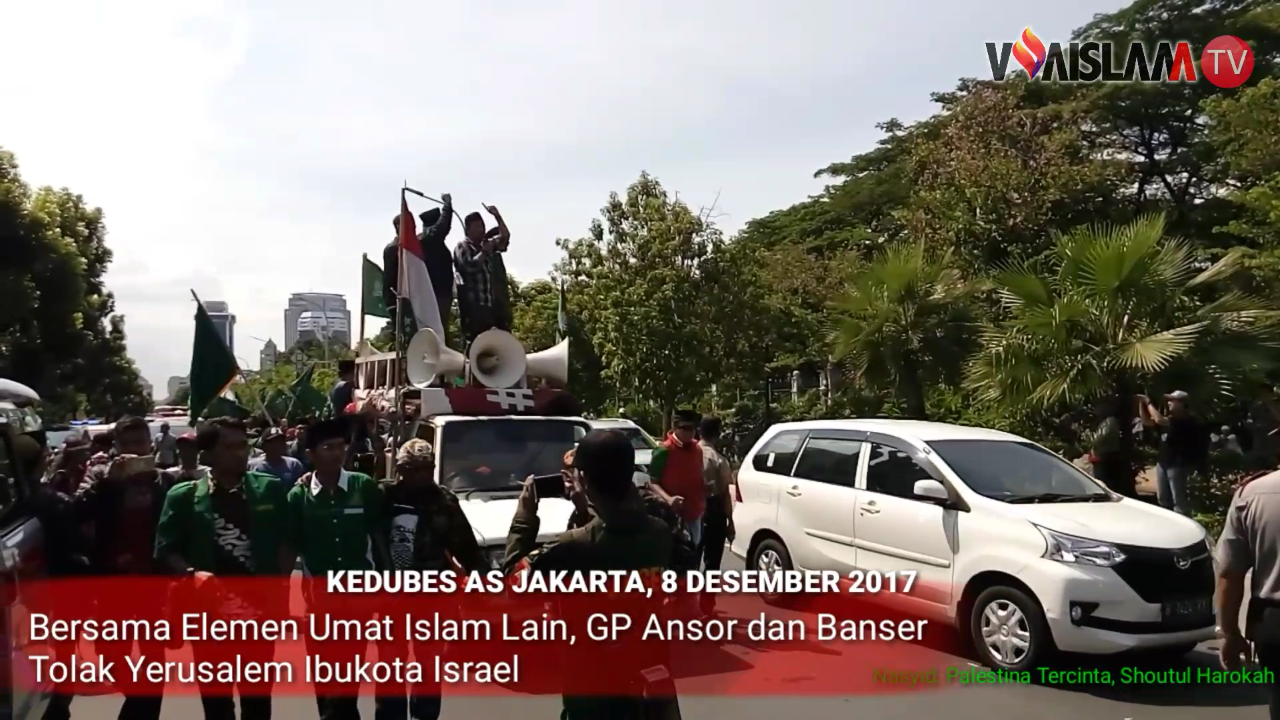 VIDEO: Gemuruh Takbir Warnai Aksi Heroik GP Ansor dan Banser Tolak Yerusalem Ibukota Israel